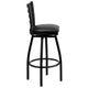 Black Vinyl Seat/Black Metal Frame |#| Black Ladder Back Swivel Metal Barstool - Black Vinyl Seat