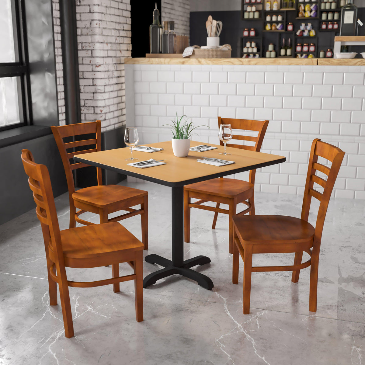 Cherry Wood Seat/Cherry Wood Frame |#| Ladder Back Cherry Wood Restaurant Chair