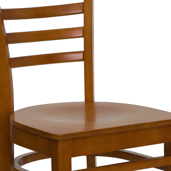 Cherry Wood Seat/Cherry Wood Frame |#| Ladder Back Cherry Wood Restaurant Chair