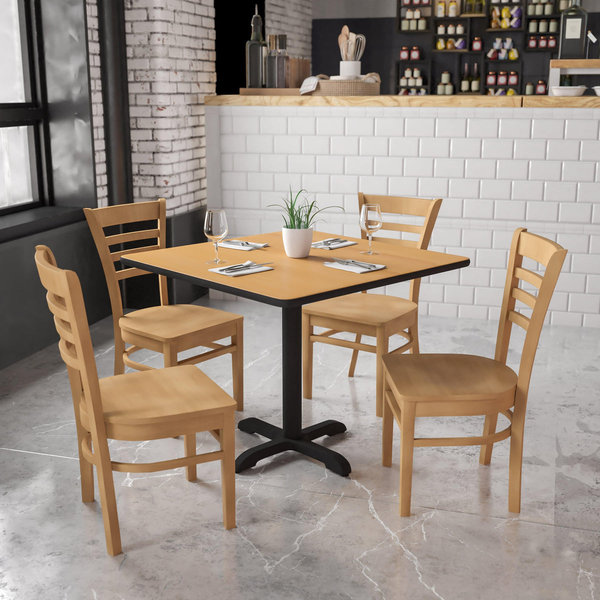 Natural Wood Seat/Natural Wood Frame |#| Ladder Back Natural Wood Restaurant Chair