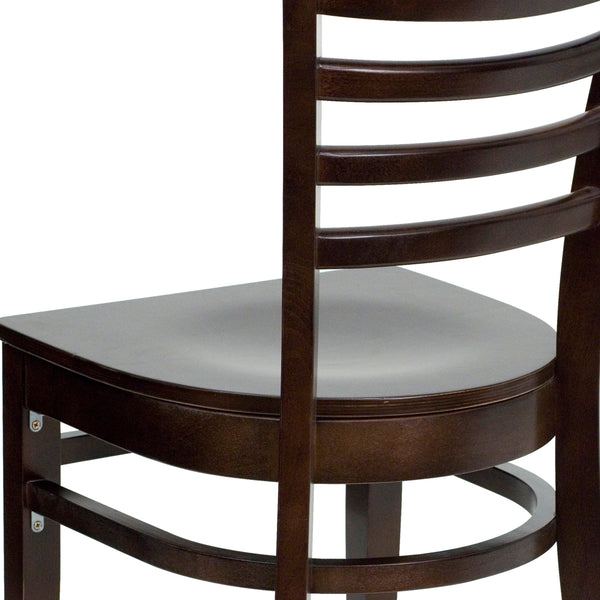 Walnut Wood Seat/Walnut Wood Frame |#| Ladder Back Walnut Wood Restaurant Chair