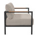 Light Gray |#| Black Aluminum Frame Loveseat with Teak Arm Accents and Beige Cushions