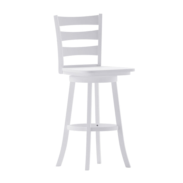 White Wash |#| Commercial Wooden Swivel Bar Height Stool in Antique White Wash