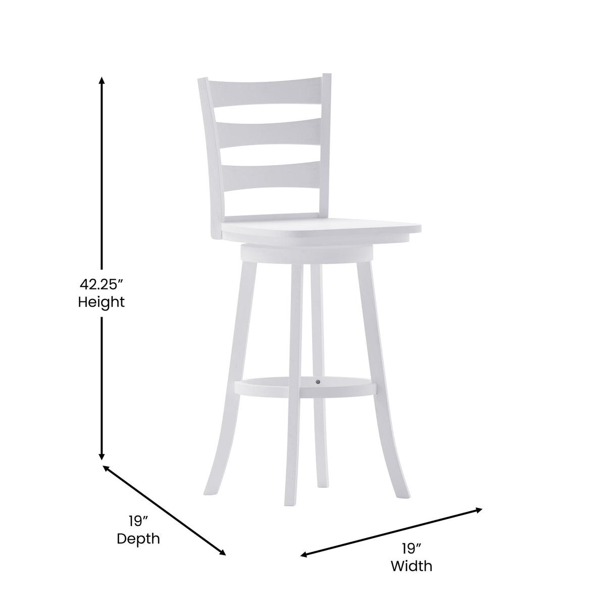 White Wash |#| Commercial Wooden Swivel Bar Height Stool in Antique White Wash