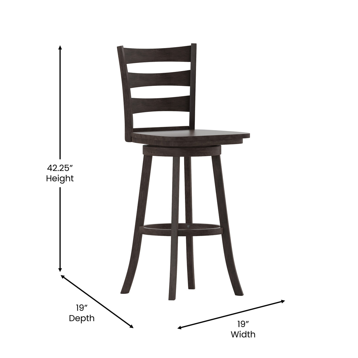 Gray Wash Walnut |#| Commercial Wooden Swivel Bar Height Stool in Gray Wash Walnut