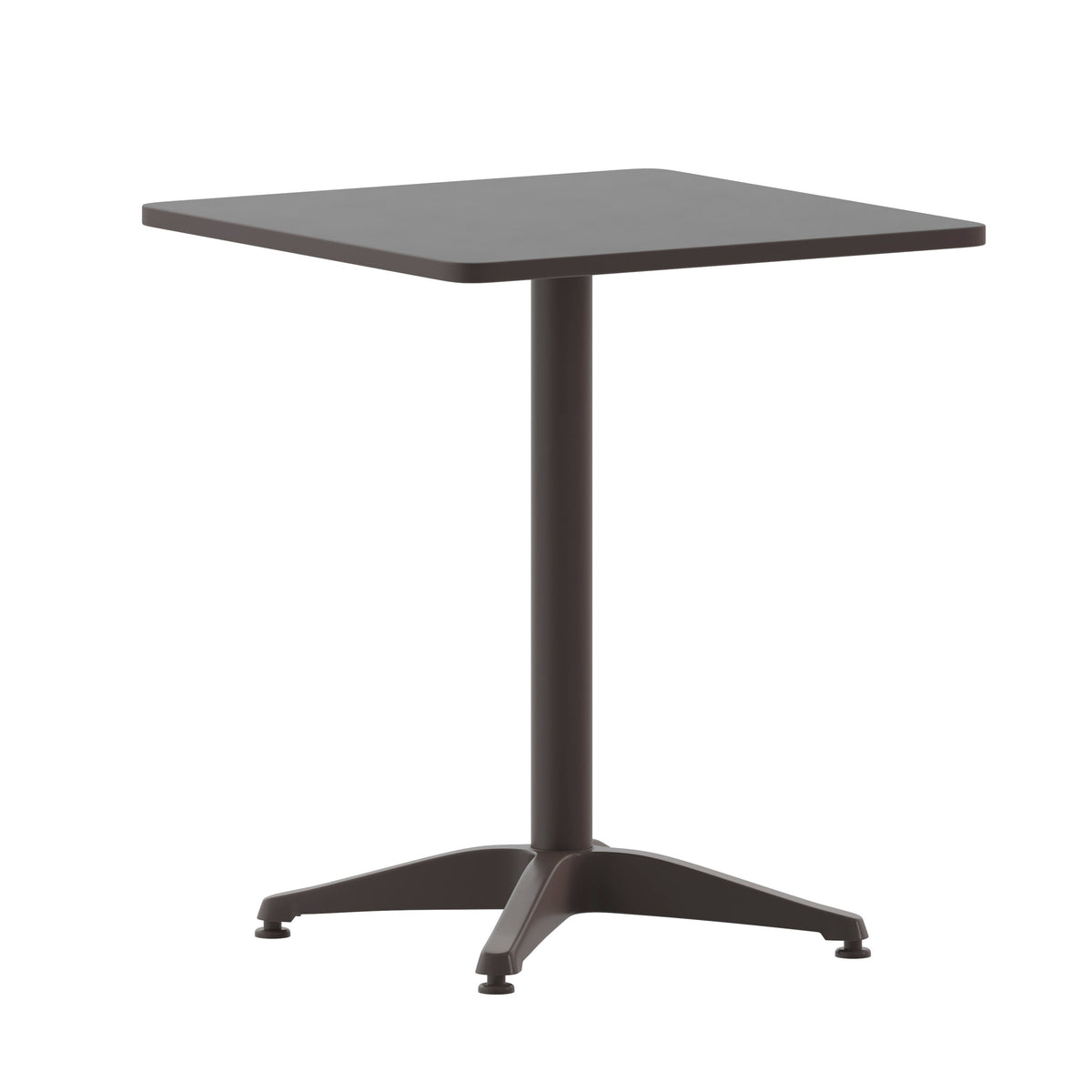 Black |#| Modern 23.5" Square Glass Framed Glass Table with 2 Black Slat Back Chairs