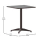 Bronze |#| Modern 23.5" Square Glass Framed Glass Table with 2 Bronze Slat Back Chairs