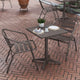 Bronze |#| Modern 23.5" Square Glass Framed Glass Table with 2 Bronze Slat Back Chairs