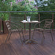 Bronze |#| Modern 23.5" Square Glass Framed Glass Table with 2 Bronze Slat Back Chairs