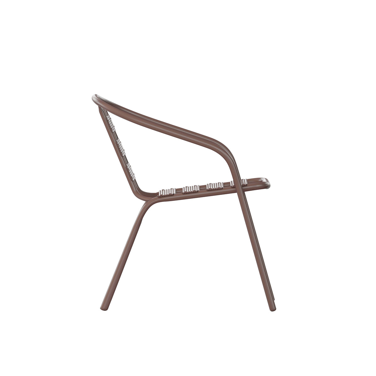 Bronze |#| Modern 23.5" Square Glass Framed Glass Table with 2 Bronze Slat Back Chairs