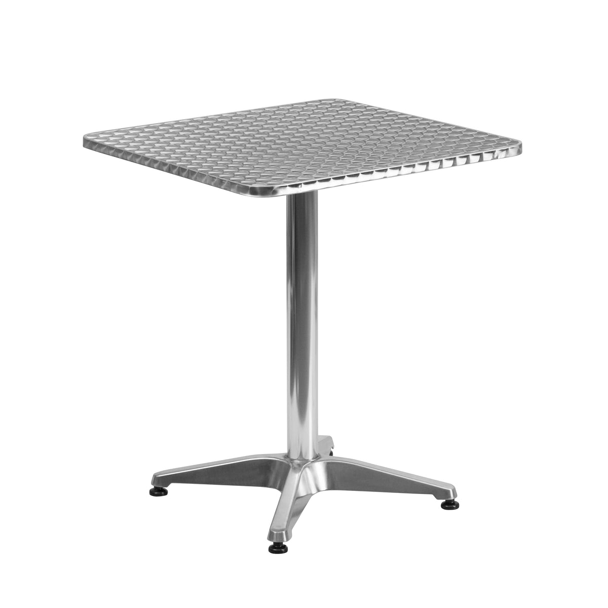 Aluminum |#| 23.5" Square Aluminum Indoor-Outdoor Table Set with 2 Slat Back Chairs