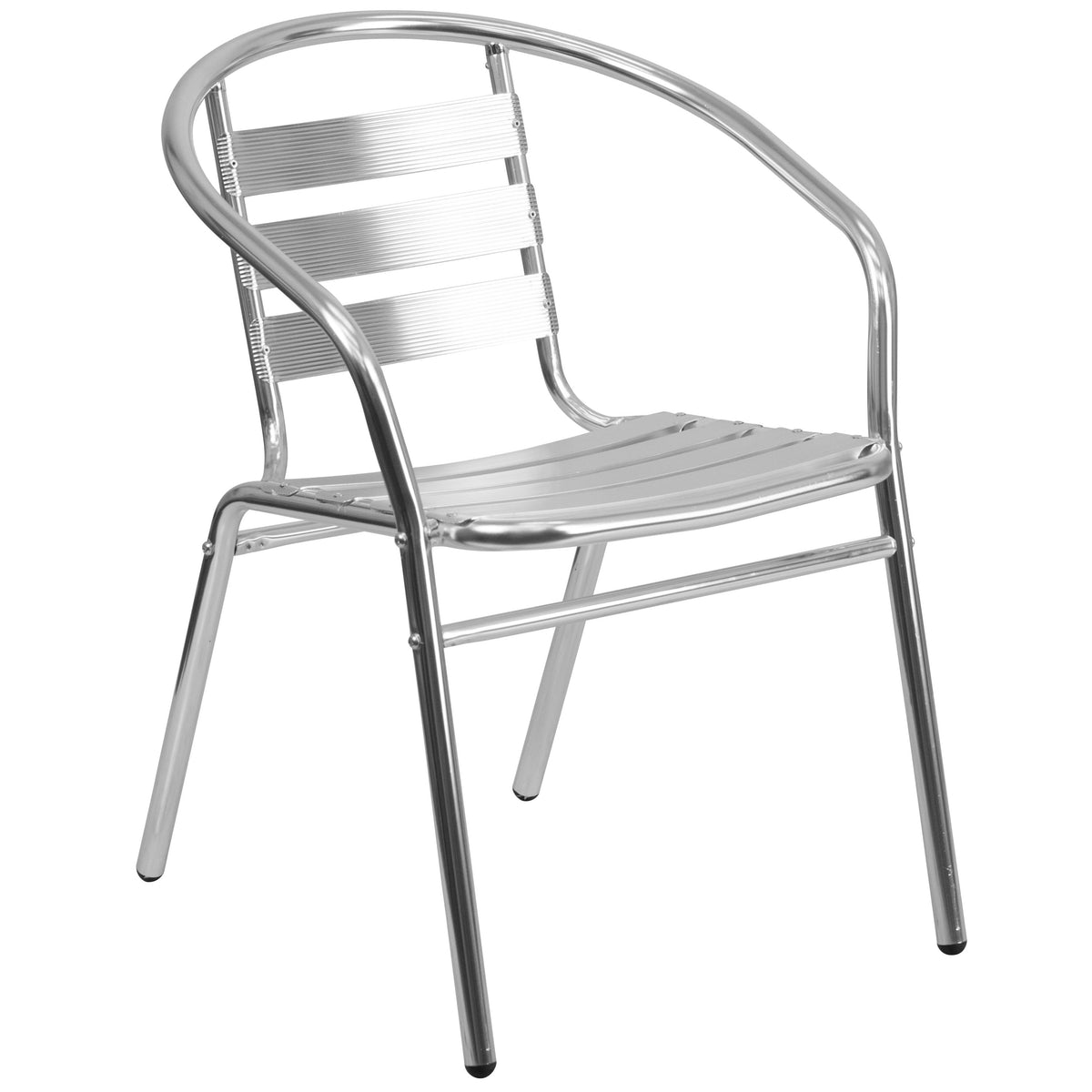 Aluminum |#| 23.5" Square Aluminum Indoor-Outdoor Table Set with 2 Slat Back Chairs
