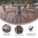 Bronze |#| Modern 23.75inch Round Glass Framed Glass Table with 2 Bronze Slat Back Chairs