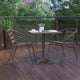 Bronze |#| Modern 27.5inch Square Glass Framed Glass Table with 2 Bronze Slat Back Chairs