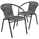 Gray |#| 2 Pack Gray Rattan Indoor-Outdoor Restaurant Stack Chair with Curved Back