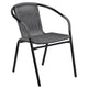 Gray |#| 2 Pack Gray Rattan Indoor-Outdoor Restaurant Stack Chair with Curved Back