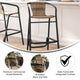 Medium Brown |#| Commercial Indoor-Outdoor Rattan Restaurant Barstool Black Frame-Medium Brown