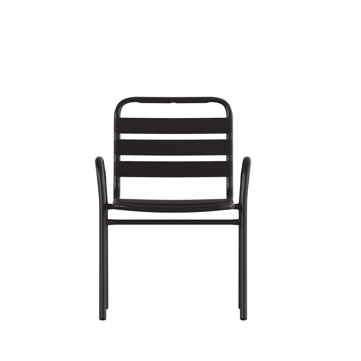 Black |#| Commercial Indoor-Outdoor Restaurant Stack Chair with Slat Back and Arms-Black