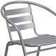 Silver |#| Silver Metal Restaurant Stack Chair with Curved Back and Aluminum Slats