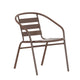 Bronze |#| Bronze Metal Restaurant Stack Chair with Curved Back and Metal Slats