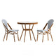 White & Navy Rattan/Natural Frame |#| Indoor/Outdoor Commercial Bistro Set with Table and 2 Chairs in Wht/Navy