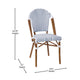 White & Navy Rattan/Natural Frame |#| Indoor/Outdoor Commercial Bistro Set with Table and 2 Chairs in Wht/Navy