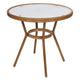 White & Navy Rattan/Natural Frame |#| Indoor/Outdoor Commercial Bistro Set with Table and 2 Chairs in Wht/Navy