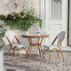White & Gray Rattan/Natural Frame |#| Indoor/Outdoor Commercial Bistro Set with Table and 2 Chairs in Wht/Gray
