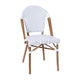 White & Gray Rattan/Natural Frame |#| Indoor/Outdoor Commercial Bistro Set with Table and 2 Chairs in Wht/Gray