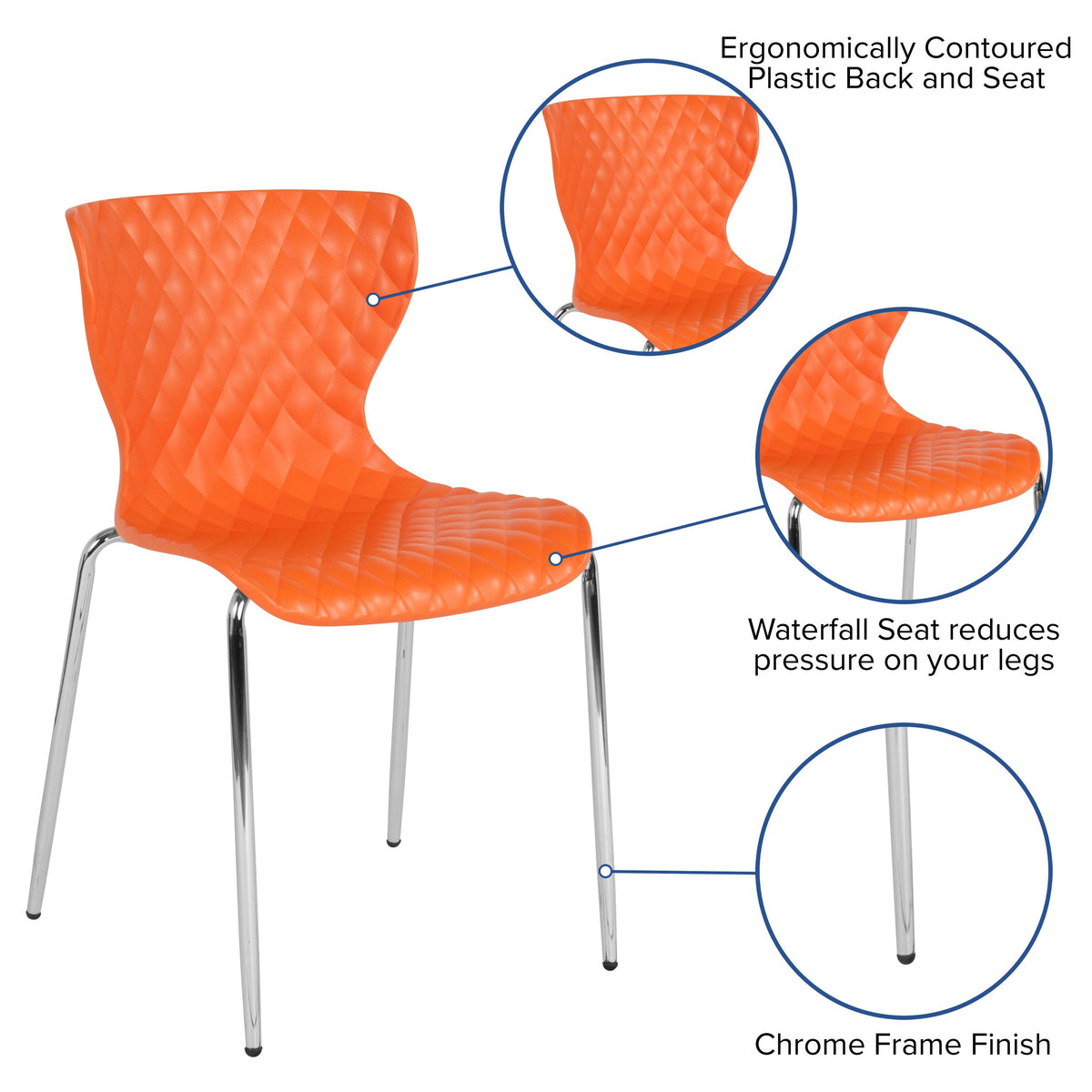 Orange |#| Contemporary Design Orange Plastic Stack Chair