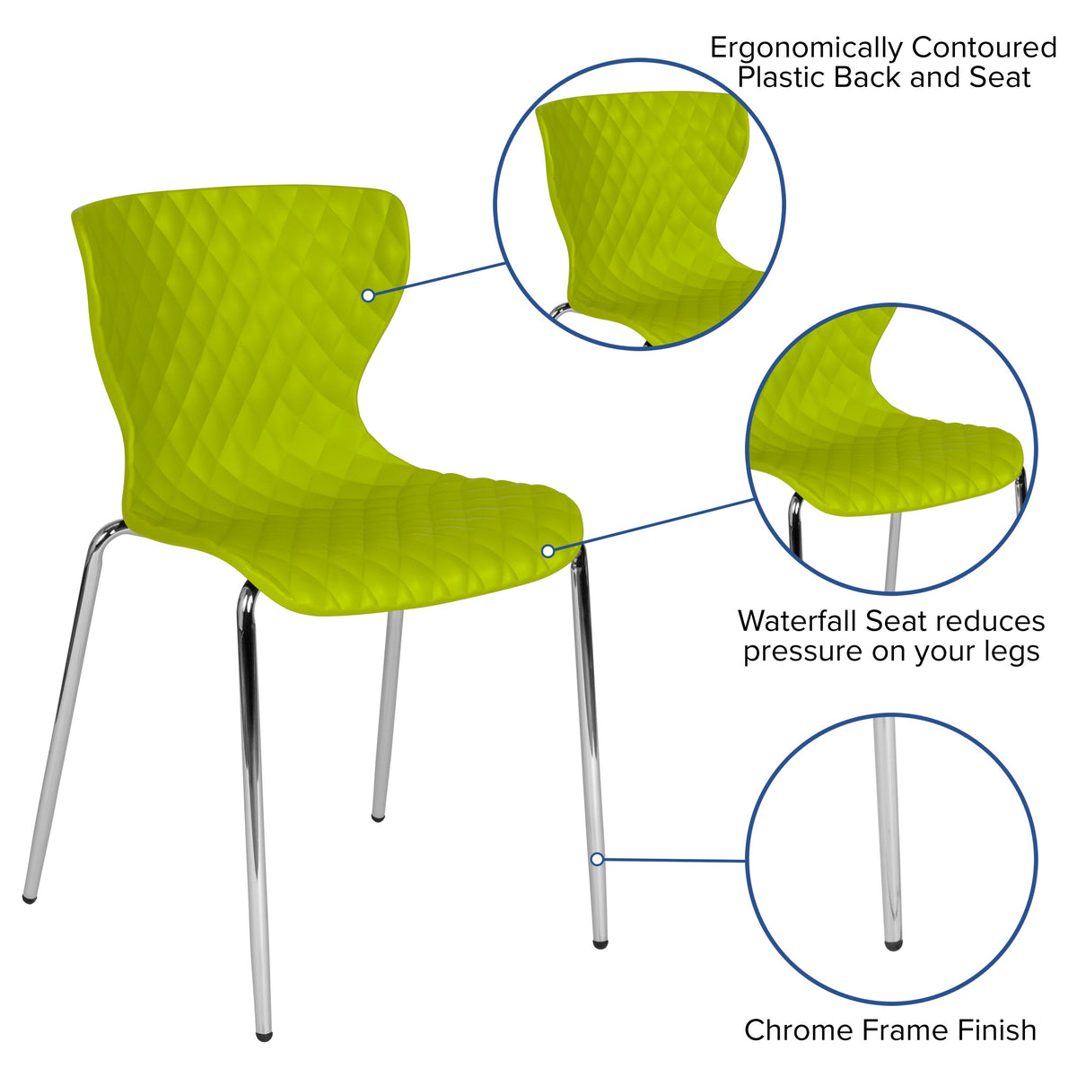 Citrus Green |#| Contemporary Design Citrus Green Plastic Stack Chair
