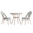 Marseille Indoor/Outdoor Commercial French Bistro 31.5" Table, Textilene, Glass Top with 2 Stack Chairs