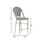 Black & White/Light Natural Frame |#| All-Weather Commercial Paris Stool with Light Natural Metal Frame-Black/White