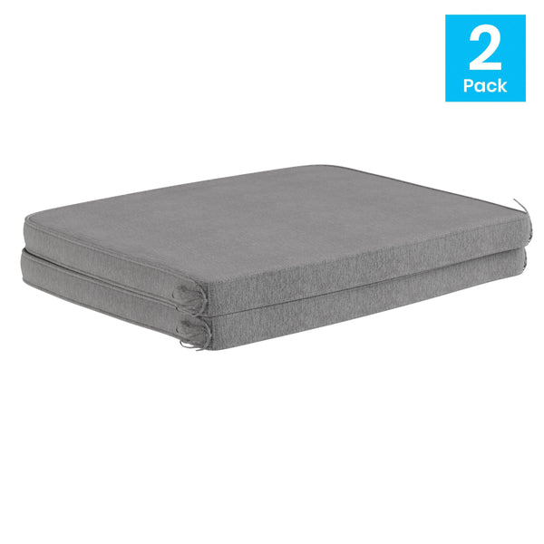 Gray |#| All-Weather Gray Non-Slip Chair Cushions with Ties & Comfort Foam Core - 2 Pack