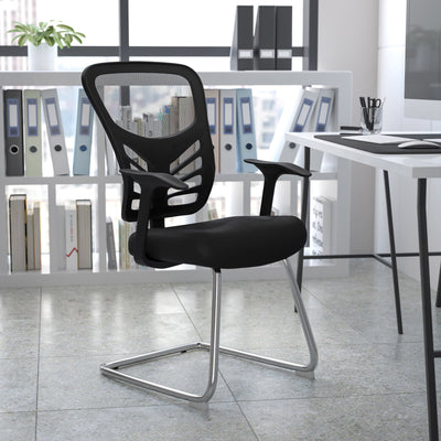 Mesh Side Reception Chair with Chrome Sled Base - View 2
