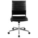 Black |#| Mid-Back Armless Black LeatherSoft Ribbed Executive Swivel Office Chair