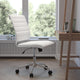 White |#| Mid-Back Armless White LeatherSoft Ribbed Executive Swivel Office Chair