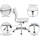 White |#| Mid-Back Armless White LeatherSoft Ribbed Executive Swivel Office Chair