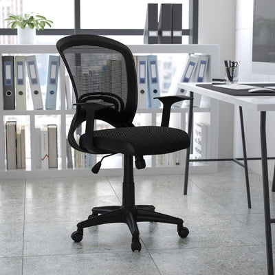 Mid-Back Designer Mesh Swivel Task Office Chair with Arms - View 2