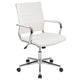 White |#| Mid-Back White LeatherSoft Ribbed Executive Swivel Office Chair - Desk Chair