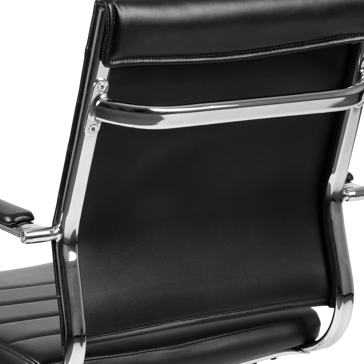 Black |#| Mid-Back Black LeatherSoft Ribbed Executive Swivel Office Chair - Desk Chair