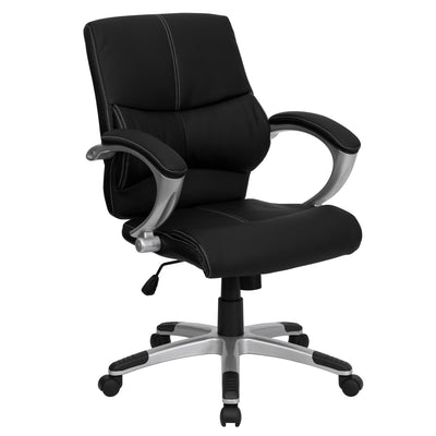 Mid-Back LeatherSoft Contemporary Swivel Manager's Office Chair with Arms
