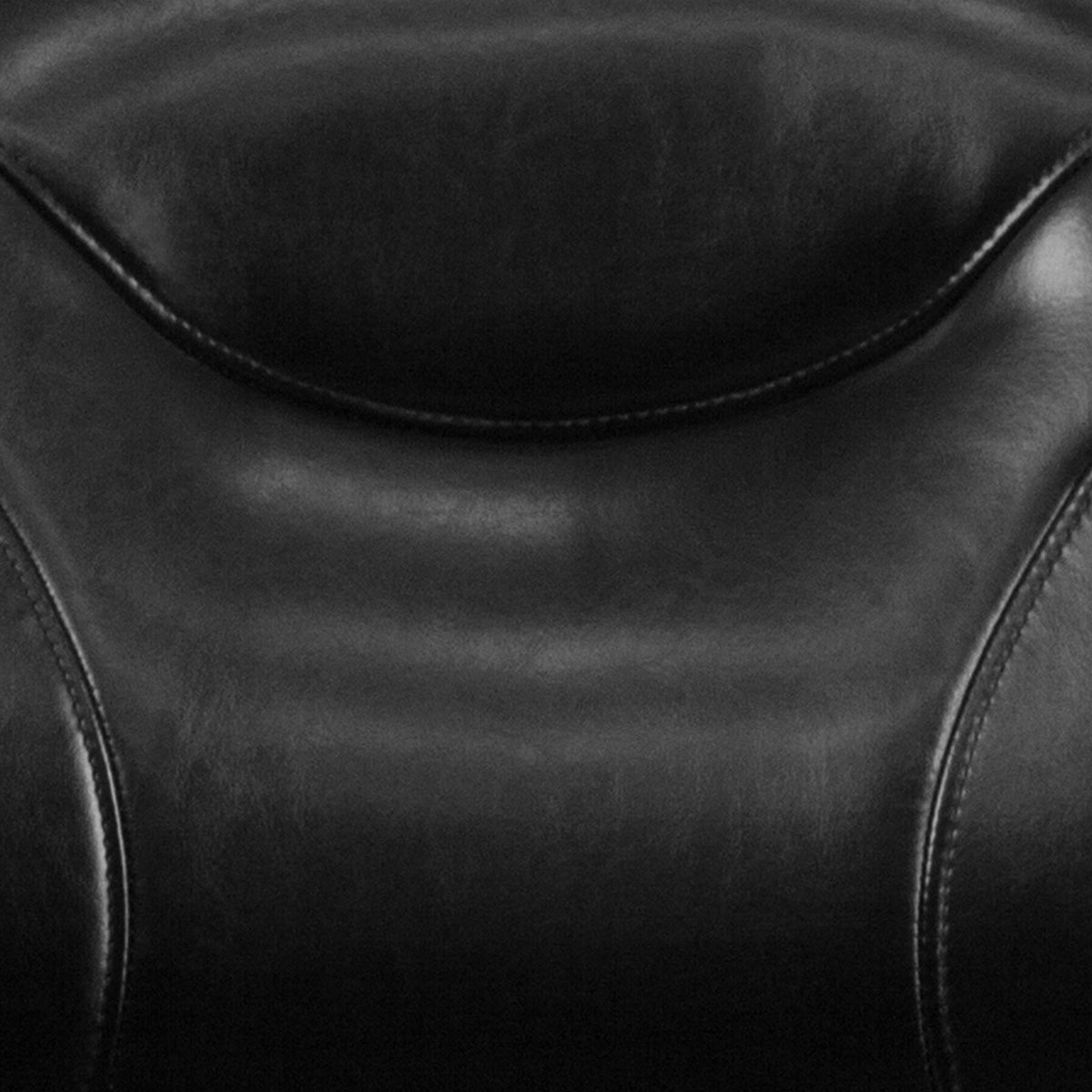 Mid-Back Black LeatherSoft Executive Ergonomic Wood Swivel Office Chair w/Arms