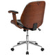 Mid-Back Black LeatherSoft Executive Ergonomic Wood Swivel Office Chair w/Arms