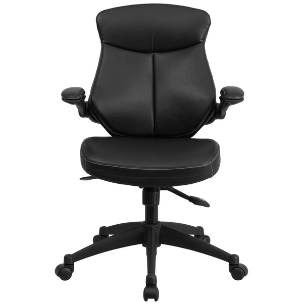 Mid-Back Black LeatherSoft Executive Ergonomic Chair with Back Angle Adjustment