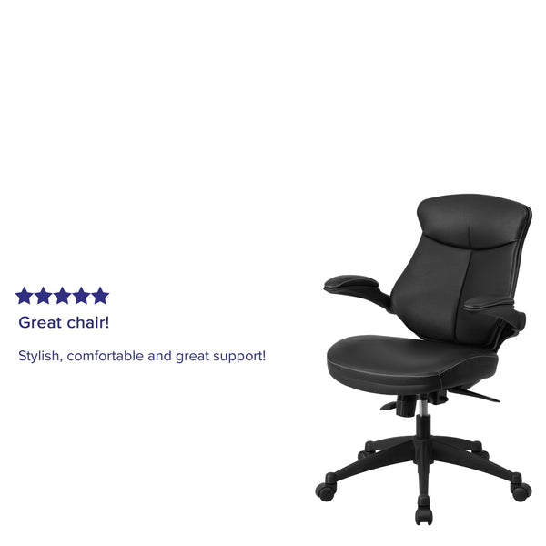 Mid-Back Black LeatherSoft Executive Ergonomic Chair with Back Angle Adjustment