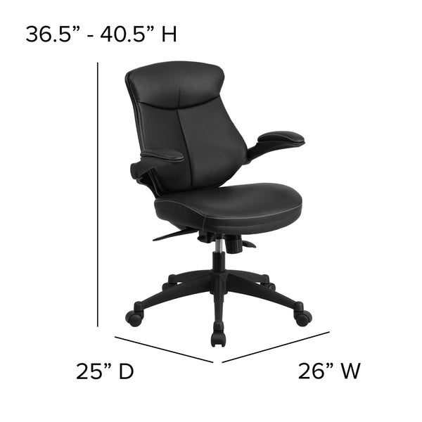 Mid-Back Black LeatherSoft Executive Ergonomic Chair with Back Angle Adjustment