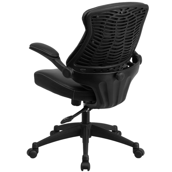 Mid-Back Black LeatherSoft Executive Ergonomic Chair with Back Angle Adjustment