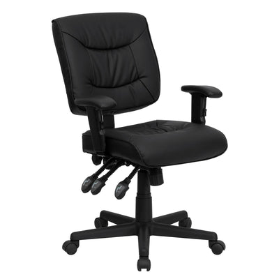 Mid-Back LeatherSoft Multifunction Swivel Ergonomic Task Office Chair with Adjustable Arms