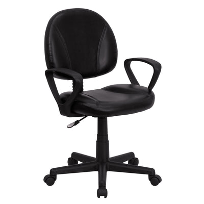 Mid-Back LeatherSoft Swivel Ergonomic Task Office Chair with Back Depth Adjustment and Arms